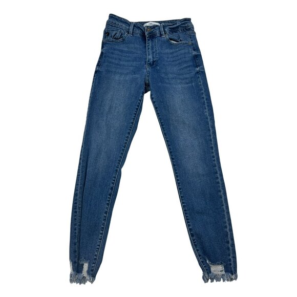 KanCan Womens Skinny Jeans Mid Rise Frayed Cuff Size 5/26 - Picture 1 of 8